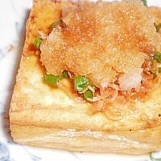 焼き厚揚げのアミエビねぎおろしポン酢